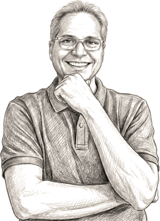 Illustrated portrait of Sanjay Thakur, founder of RealPeopleSkills